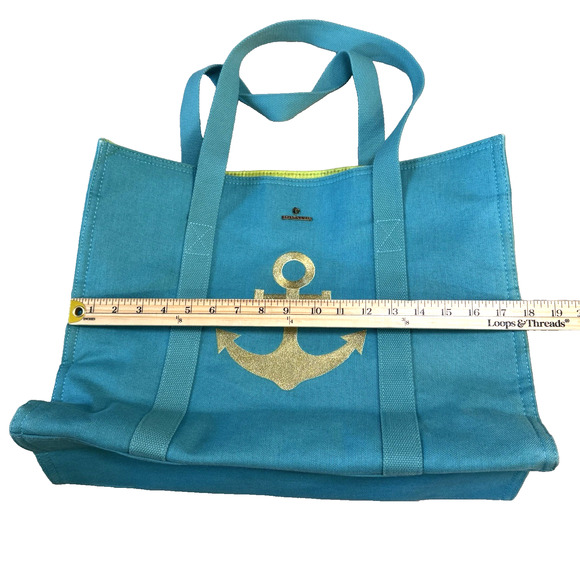 VTG Spartina 449 NWT Extra Large Blue Linen Anchor Beach Cooler Tote Read EUC - Picture 7 of 13